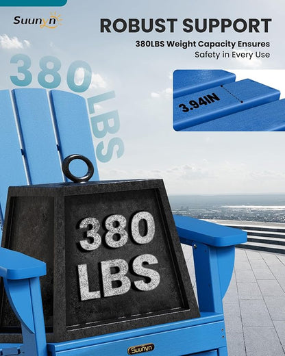 Folding Adirondack Chair, HDPE All-Weather Fire Pit Chairs, Plastic Adirondack Chairs with 2 Cup Holder, Outdoor Lawn Chair for Patio Garden (Royal Blue)