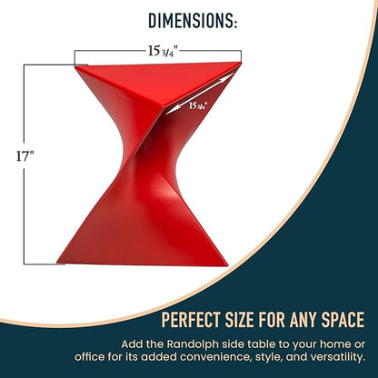 LeisureMod 15.75" Stackable Weather-Resistant Plastic Triangular Side Table - Accent End Table for Indoor & Outdoor Use (Red, Single)