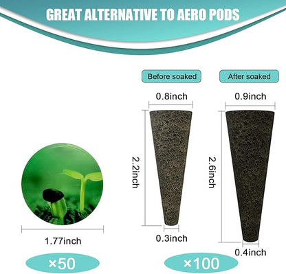 Haligo 150pcs Seed Pod Kit for Hydroponics, Grow Anything Kit with 100pcs Grow Sponges, 50pcs Pods Labels, Hydroponics Pods Replacement Compatible with Hydroponics Growing System from All Brands