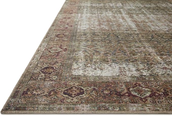 Loloi Amber Lewis Georgie Collection GER-07 Moss/Salmon 2'-6" x 9'-6", .19" Pile Height, Runner Rug