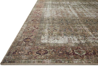 Loloi Amber Lewis Georgie Collection GER-07 Moss/Salmon 2'-6" x 9'-6", .19" Pile Height, Runner Rug