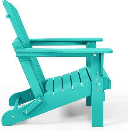 WestinTrends Malibu HDPE Outdoor Patio Folding Poly Adirondack Chair, Turquoise