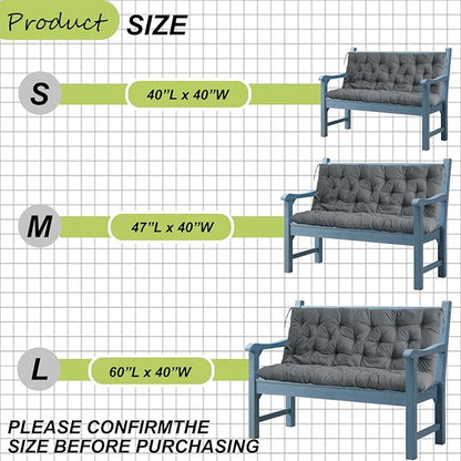 Replacement Cushions for Swing, Waterproof Porch Swing Cushion, 2-3 Seat Replacement Swing Seat Cushion with Backrest and Ties for Patio Backyard Porch Garden(Dark Grey 40 * 60 in)