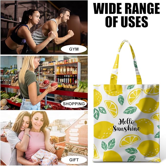 Animal Plant Tote Bag SeaTurtle Butterfly Cat Elephant Gifts Lemon Vegetable Themed Gifts Beach Bag for Camping