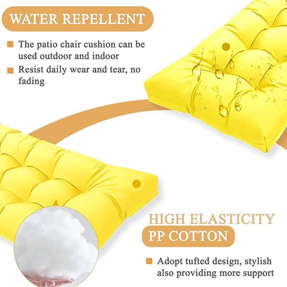 MTMR Outdoor Bench Cushion for Furniture 40X19 Inch Tufted Porch Swing Cushions with High Elasticity PP Cotton and Durable Ties, Thick Bench Seat Cushions for Patio Furnitures Yellow