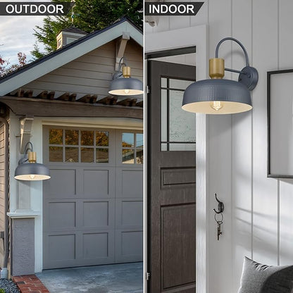 Outdoor Barn Light Hammered Barn Light, Farmhouse Exterior Wall Mount Light Vintage Wall Lighting Fixture Industrial Sconce Lantern for Porch, Entryway, Garage, Blue, 2 Pack