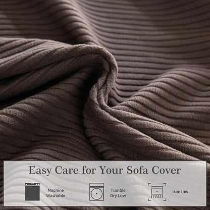 OHSIO Sectional Couch Covers, Wear Resistant Stretch Sofa Covers Washable Soft Couch Cushion Covers Anti Slip Furniture Protector Sofa Slipcovers for Pets (1 Piece Oversized Sofa Cushion, Brown)