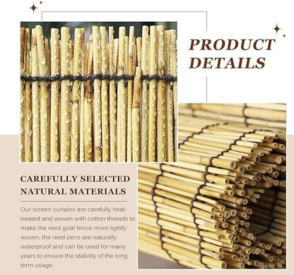 Natural Reed Fencing Rolls: Privacy Bamboo Fence 3/4/5/6ft High Roll Reed Screen, Decorative Bamboo Fencing for Outdoor Balcony Patio Garden Backyard,with Cable Zip Ties(Nature, 5x16.4ft)