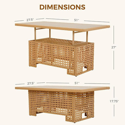 Grand patio 14-Piece Wicker Patio Furniture Set with Lift Top Coffee Storage Table, Outdoor Conversation Set Sectional Sofa with Water Resistant Thick Cushions, Cream