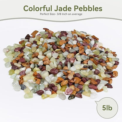 Pulovin 5 lbs Pebbles for Indoor Plants, Succulent Rocks, 3/8" Polished Pebbles for Bamboo, Vase, Terrarium, Natural Decorative Small River Rocks for Crafts, Cactus, Outdoor Garden Landscaping