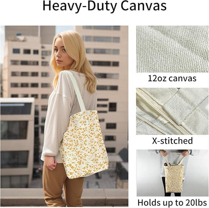 itgowisa Canvas Tote Bag for Women, Tote Bag with Zipper Inner Pocket, Zippered Canvas Bag for Shopping Work Grocery Everyday