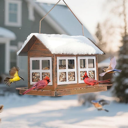 Bird Feeders for Outdoors, 6lb Large Capacity, Weatherproof | IWNTWY Bird Feeders, Heavy Duty Metal Bird Feeder for Outdoors Hanging, Weatherproof 6lb Large Capacity Wild Birdfeeder