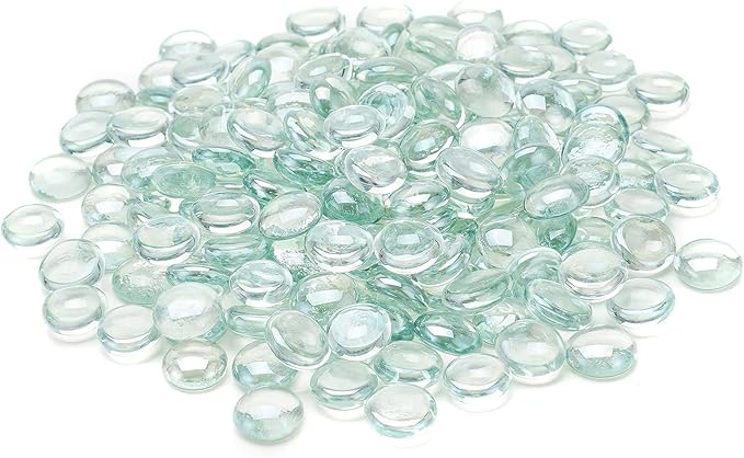 Skyflame 10-Pound Fire Glass Beads for Fire Pit Fireplace, 1/2-Inch Size Crystal Ice Reflective Decorative Blended Fireglass Drops for Landscaping