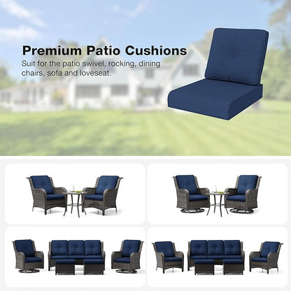 Joyside Outdoor Chair Cushions Set, 22x25/22x24 Inch Patio Furniture Deep Seat Cushions, Water Resistant & Thick Cushion, Outdoor Replacement Cushions for Seat and Sofa (Blue, 6 Set)