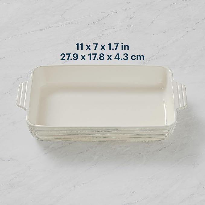 Pyrex 2QT (7" x 11") Rectangular Ceramic Baking Dish with Handles, Casserole Dish