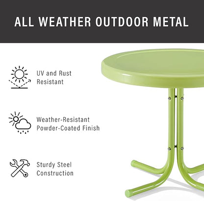 Crosley Furniture Griffith Weather Resistant Retro Metal Outdoor Side Table for Patio, Deck, Porch, Key Lime