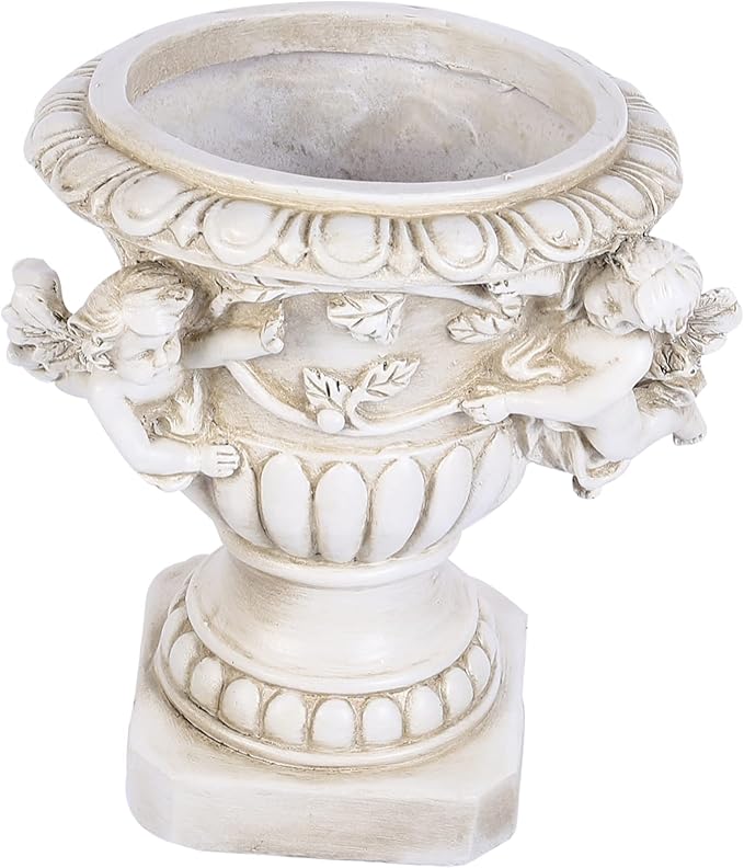Outdoor Flowerpot European Style Beige Resin Crafts for Plants Decorative Outdoor Statue Pot Ideal for Yard and Garden Decor