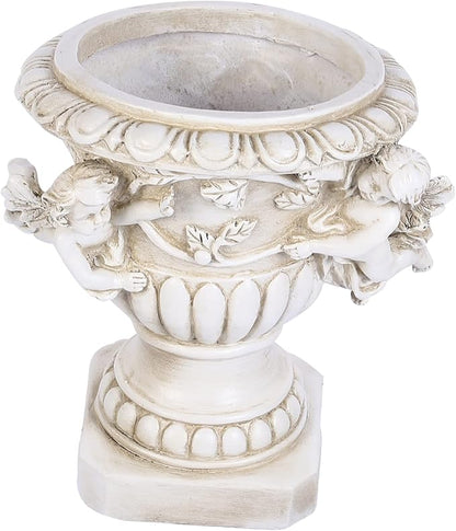 Outdoor Flowerpot European Style Beige Resin Crafts for Plants Decorative Outdoor Statue Pot Ideal for Yard and Garden Decor