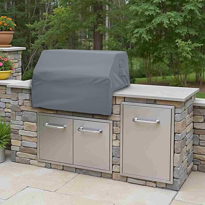 Covers & All Built-in Grill Cover for Outdoor Grill – Heavy Duty 12 oz Waterproof Built-in BBQ Grill Cover, PVC-Coated Polyester with Elastic Hem for Snug Fit (28 x 24 x 26 inches, Grey)