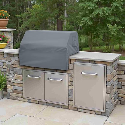 Covers & All Built-in Grill Cover for Outdoor Grill – Heavy Duty 12 oz Waterproof Built-in BBQ Grill Cover, PVC-Coated Polyester with Elastic Hem for Snug Fit (42 x 28 x 24 inches, Grey)