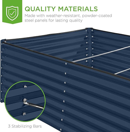 Best Choice Products 8x4x2ft Outdoor Metal Raised Garden Bed, Deep Root Planter Box for Vegetables, Flowers, Herbs, and Succulents w/ 478 Gallon Capacity - Navy