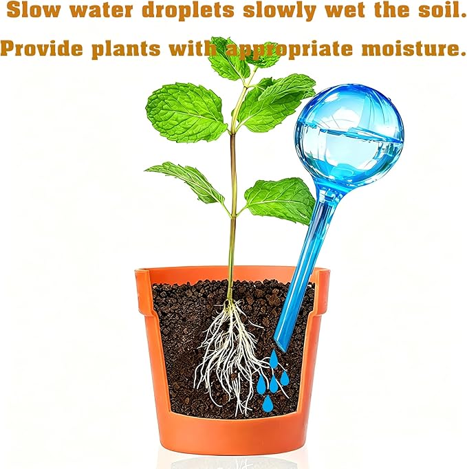 MOONSOUND Self Watering Globes for Plants - 10pcs Automatic Watering Bulbs for Indoor & Outdoor Potted Plants, Vacation Plant Care, Water Conservation Device