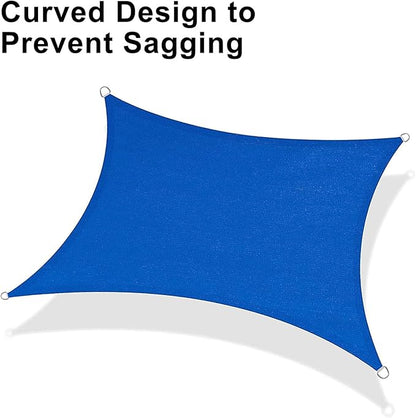 LOVE STORY 13' x 20' Rectangle Blue Sun Shade Sail Canopy UV Block for Outdoor Patio Garden Backyard