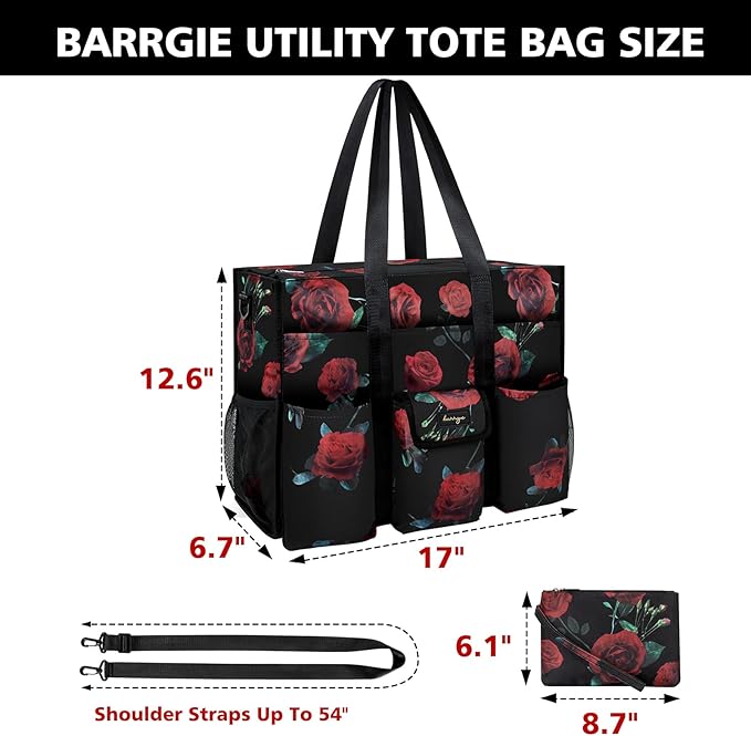 Utility Tote - Water Resistant with 19 Exterior/Interior Pockets - Large Women/Teacher/Work Bag