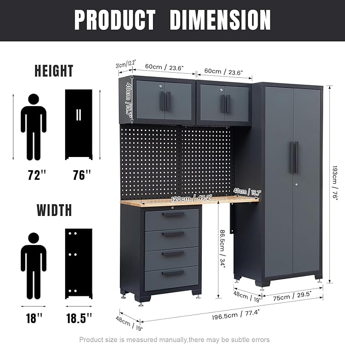 Garage Storage Cabinet System Workshop Set 5Pcs Garage Cabinets and Storage System for Tool Organization