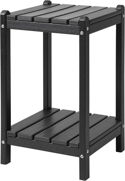 LZRS 24" Double Adirondack Outdoor Side Table, Pool Composite Patio Table,HDPE End Tables for Backyard,Pool, Indoor Companion, Easy Maintenance & Weather Resistant(Black)
