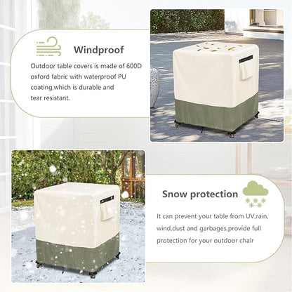 Outdoor Ottoman Cover 32 W x 32 D x 18 H inches,600D Heavy Duty Waterproof Patio Ottoman Cover,Patio End Table Covers