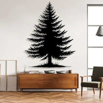 lunwall Metal Pine Tree Wall Art, Metal Forest Wall Art, Pine Branch Wall Decor, Christmas Tree Wall Decor, Forest Wall Hanging, Nature Lover Gift (Style 4, 30" H x 23" W / 76 x 57 cm)