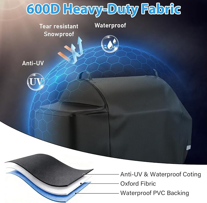 Utheer 600D Waterproof Grill Cover for Pit Boss 1600 Series, Fits Navigator 1600M PB1600M PB1600CST PB1600CS2 PB1600 Elite, Replaces 40455, No Need to Fold Side Shelf, 64.2 x 27.6 x 43.3 in