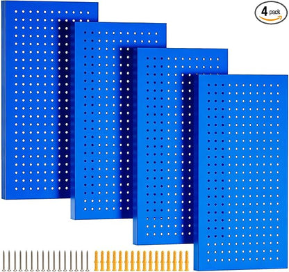 Metal Pegboard Panels,Wall Panels, Heavy Duty Peg Boards for Garage and Garden Tool Storage, Includes Drywall Anchors and Screws Kits, Blue