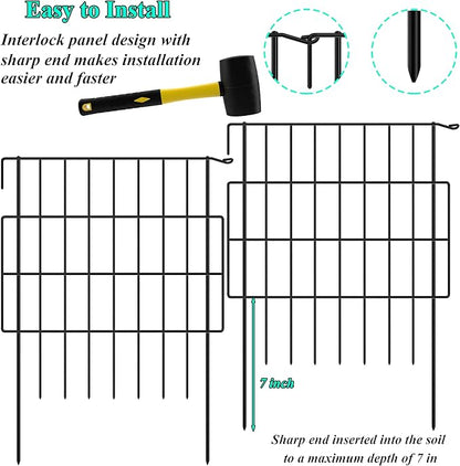 Decorative Garden Fences 17in x 23.3ft, 22 Pack Outdoor Fencing Animal Barrier Dog Border with 1.25in Gap, Metal Wire Fence Panels for Garden Decor, Flower Bed Edging Borders for No Dig Patio Yard