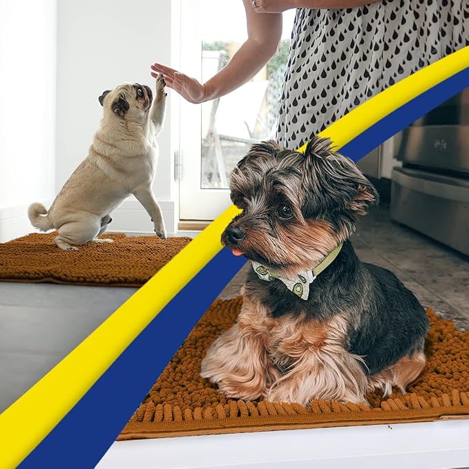 Muddy Mat® | Super Water Absorbent Door Mat Indoor, Microfiber Quick Dry Chenille Entryway Rug, Slip Resistant Front Door Mat, Indoor Mats for Entryway, Machine Washable Pet Rug, Amber 48" x 60"
