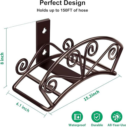 TomCare Garden Hose Holder Heavy Duty Water Hose Holder Holds 150 FT Hoses Solid Metal Hoses Hanger Wall Mount Decorative Durable Garden Hoses Storage Hose Reel Hose Organizer for Outside Yard, Bronze