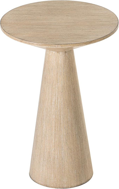 COZAYH Small Pedestal End Table Round Farmhouse Martini Table Wood Plant Stand Rustic Drink Table for Small Space Living Room, Distressed Grey