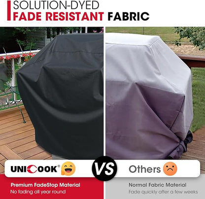 UNICOOK Heavy Duty Waterproof Barbecue Gas Grill Cover, 75-inch XX-Large BBQ Cover, Special Fade Resistant, Durable and Convenient, Fits Grills of Weber Char-Broil Nexgrill Brinkmann and More