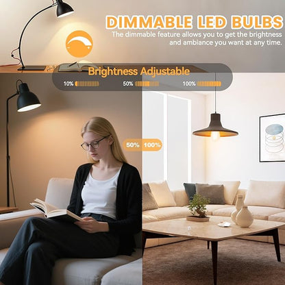 Brightever 20-Pack Edison Light Bulbs 60W Equivalent, Dimmable LED Light Bulbs, 7W, 850LM Vintage E26 LED Bulb 2700K Soft White, 90+CRI, ST58 Clear Glass Antique Decor Filament Bulb for Living Room