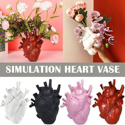 Resin Vase Planter, Decorative Heart Vase - Anatomical Heart Tabletop Decorative Craft, Farmhouse Living Room Bedroom Countertop (Pink,Large)