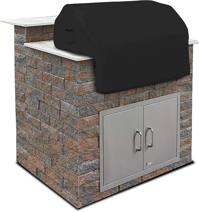 Covers & all Built-in Outdoor Grill Cover, Durable 12 Oz Waterproof Cover Max Material with Air Pocket & Elastic for Snug Fit (44" W x 27" D x 26" H Inches, Black)