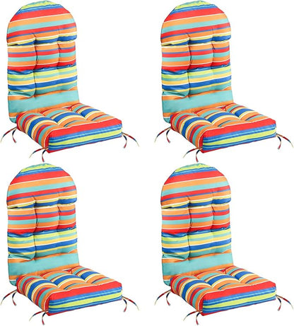 FUNBERRY Patio Chair Cushions Set of 4, Thicken Comfy Cushions for Rocker Non Slip Fade Shield Waterproof High Back with Ties