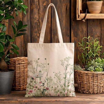 Floral Canvas Tote, Women Weekend Bags, Reusable Grocery Canvas Bag, Large Two Sided Printing Tote Bags