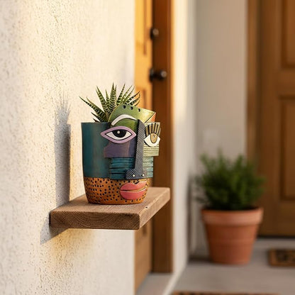 Colorful Face Planters Pots Head with Drainage Resin Large Decorative Plant Pots, Unique Planters for Indoor Plants and Outdoor Patio Flower Pot Funny Garden Succulents Pot