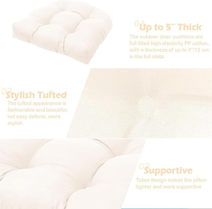 MTMR Water-Repellent Outdoor Chair Cushions Set of 2, 19”X19” Patio Chair Cushions with High Elasticity PP Cotton, Thick Tufted Outdoor Patio Furniture Cushions, Seat Cushions for Outdoor Furniture