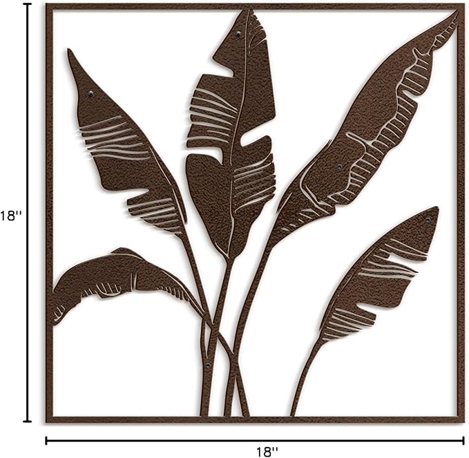 SIGNLEADER Metal Wall Art Decor Banana Leaves Minimalist Modern Abstract Wall Sculpture Hangings Home Decoration for Living Room, Bedroom, Bathroom, Kitchen, Outdoor - 18" Bronze