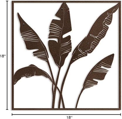 SIGNLEADER Metal Wall Art Decor Banana Leaves Minimalist Modern Abstract Wall Sculpture Hangings Home Decoration for Living Room, Bedroom, Bathroom, Kitchen, Outdoor - 18" Bronze