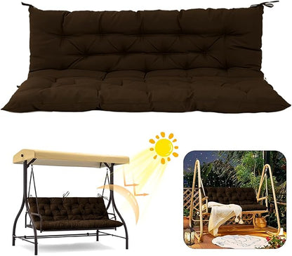 2/3 Seater Swing Replacement Cushion, Waterproof Porch Swing Cushions with Backrest, Thickened Bench Cushions for Outdoor Furniture, for Outdoor Patio Swing (Brown, 40 * 40 in)