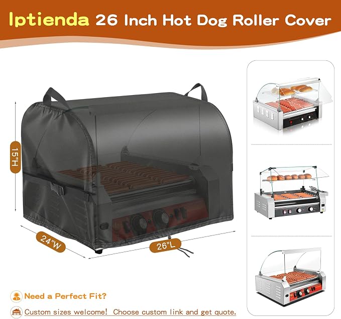 Hot Dog Roller Cover, 26inch Hotdog Machine Cover for Hot Dog Roller Grill, Hotdog Cooker, Hotdogs Warmer, Hot Dogs Maker, Hot Dogs Toaster-26 L x 24" W x 15" H